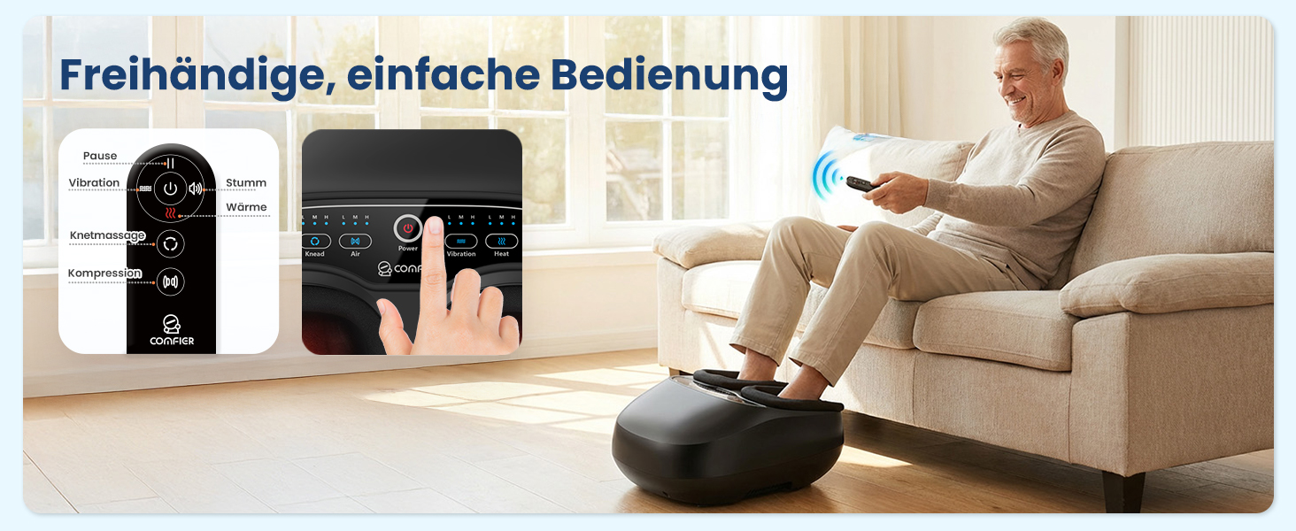 Масажер для ніг COMFIER Shiatsu з функцією підігріву, електричний інфрачервоний масажер стоп (34.5x18.7x40.5 см)