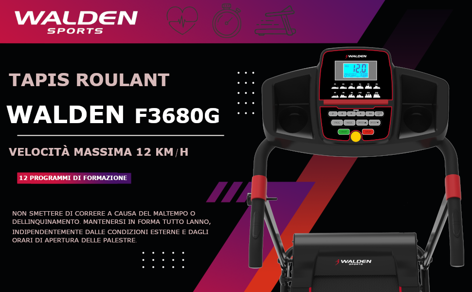 Електрична бігова доріжка Walden F2800 складана — Walking Pad для дому та офісу, мотор 2.5 к.с., швидкість 1-10 км/год, 12 програм, LCD-дисплей, для фітнесу та схуднення
