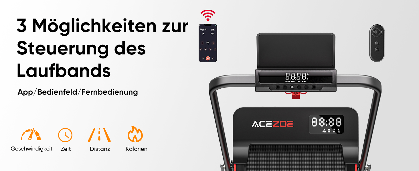 Біговий тренажер 6 в 1 для дому, складаний, з регулюванням нахилу 10% та ручкою. Підходить для дому/офісу, LED-дисплей, до 135 кг, пульт дистанційного керування та додаток. Без встановлення (червоний)