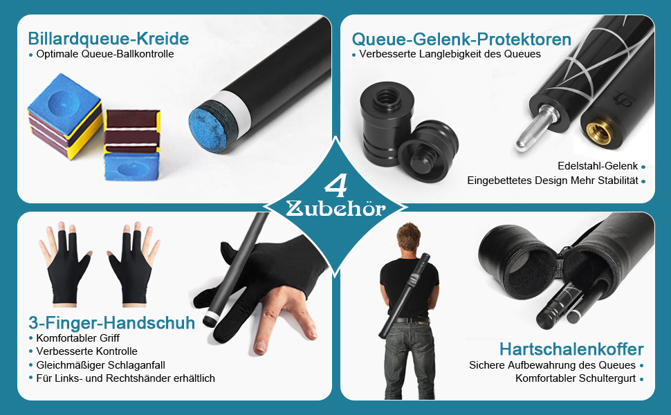 Біллярдний кий з карбону, 58 дюймів, наконечник 12.5 мм, 20/21 унцій, для аматорів та професіоналів, C4705-21OZ