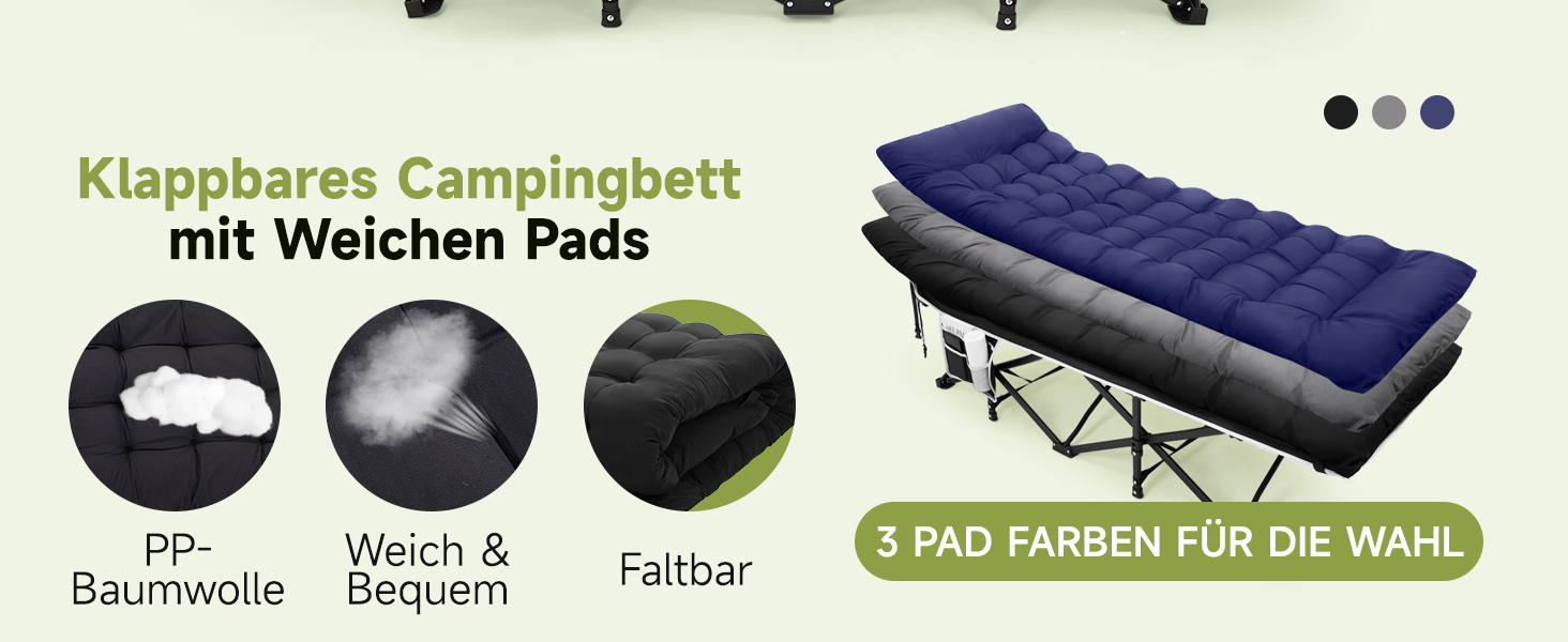 Ліжко-розкладачка Warmiehomy XXL з матрацом для дорослих, гостьове ліжко, широке, міцне, для кемпінгу, відпочинку, офісу, саду, сіре, з матрацом