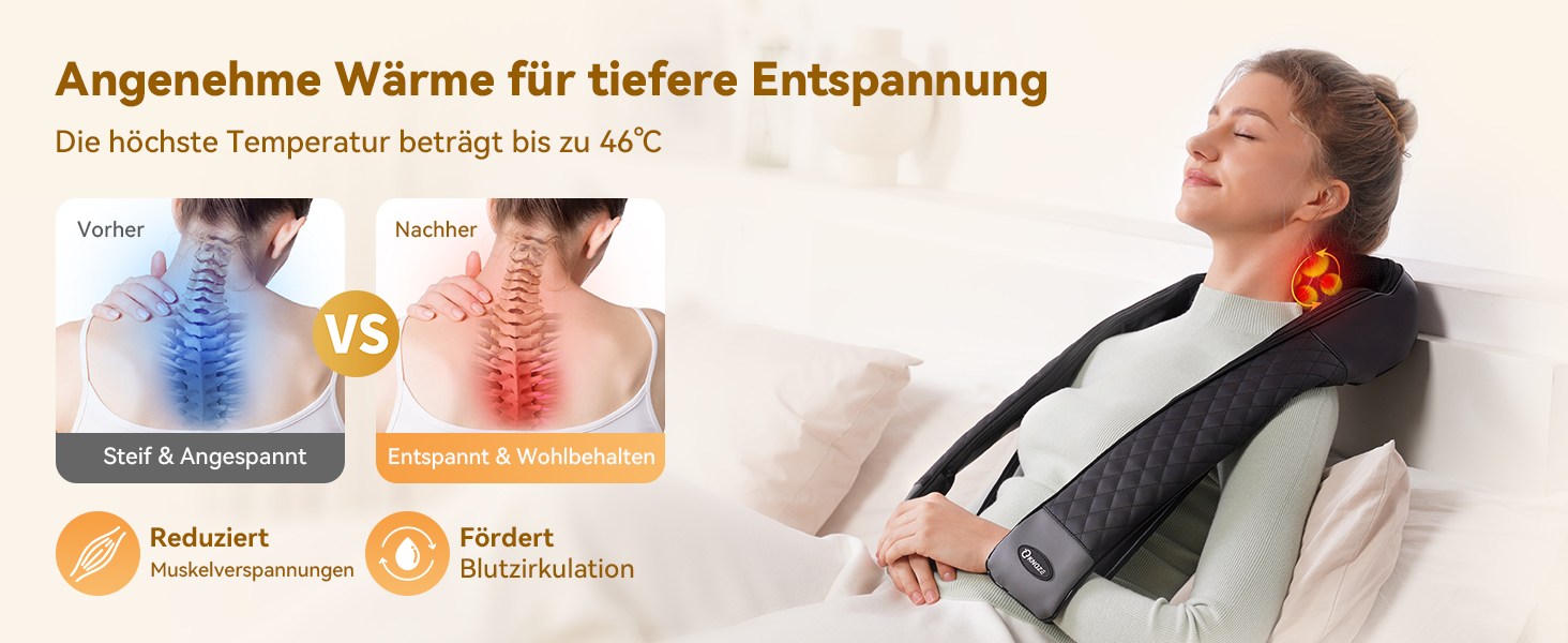 Масажер для шиї та плечей KNQZE® 4D Shiatsu бездротовий: глибокий масаж для зняття напруги в шиї, плечах та спині. Ідеальний подарунок для жінок, мам, тат.