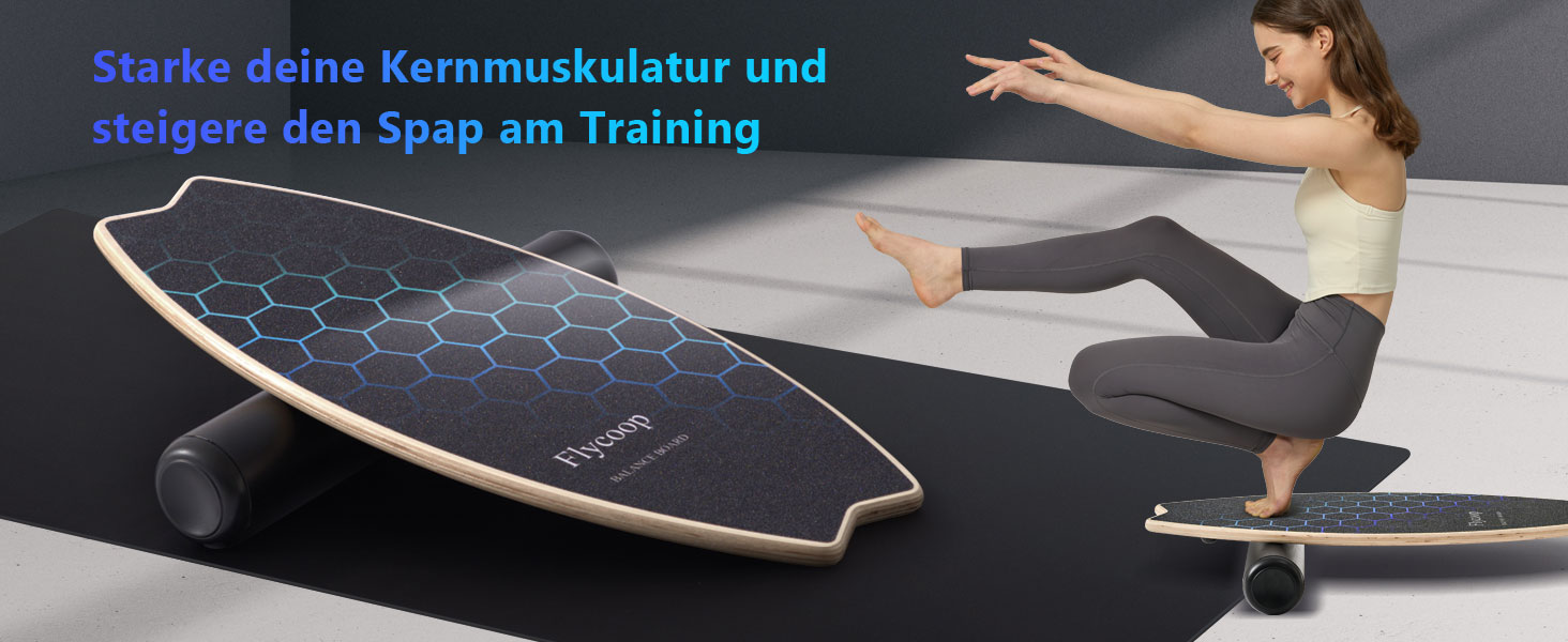 Балансборд Flycoop для дорослих з роликом, м'ячем та килимком - балансування та розвиток координації