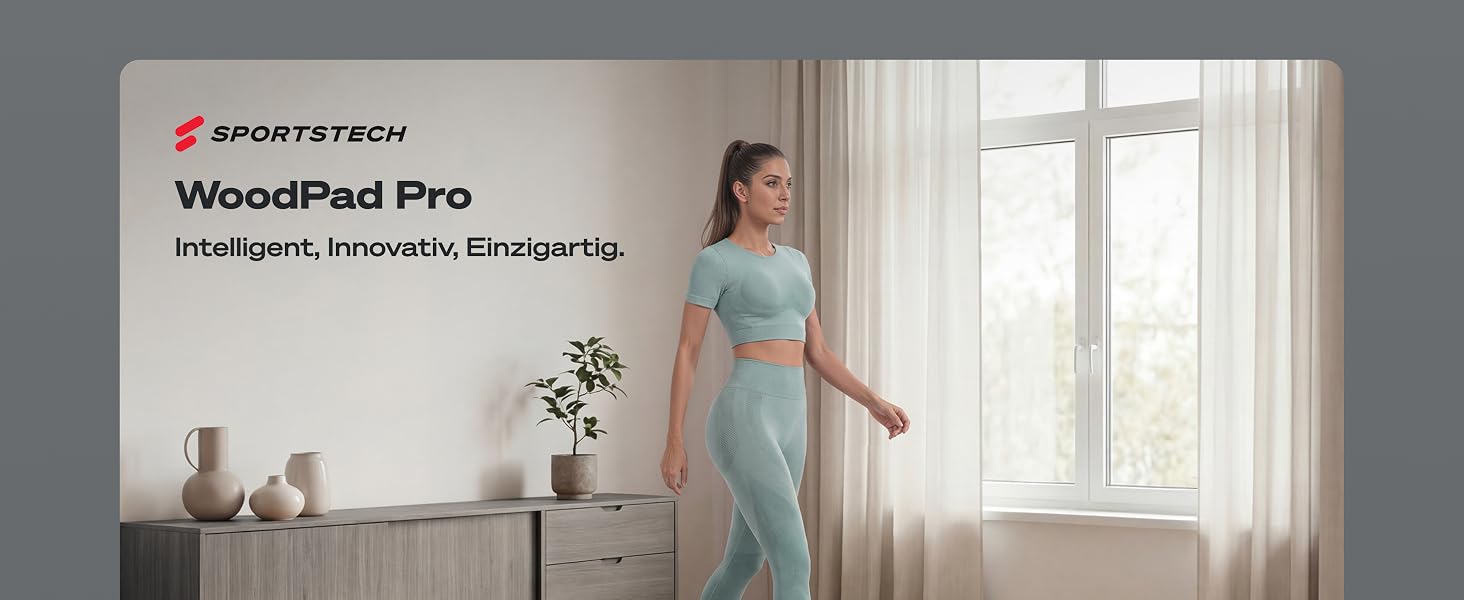 Складана бігова доріжка для ходьби Sportstech WoodPad Pro: компактна доріжка для дому та офісу, до 8 км/год, з лічильником кроків та підтримкою застосунку, витримує до 120 кг