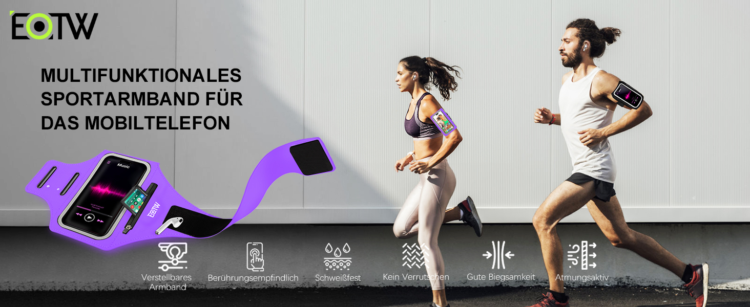 Спортивний браслет для телефону EOTW Joggen: зручна підставка для iPhone/Samsung (5.5-6.0 дюйми) з кишенькою для AirPods