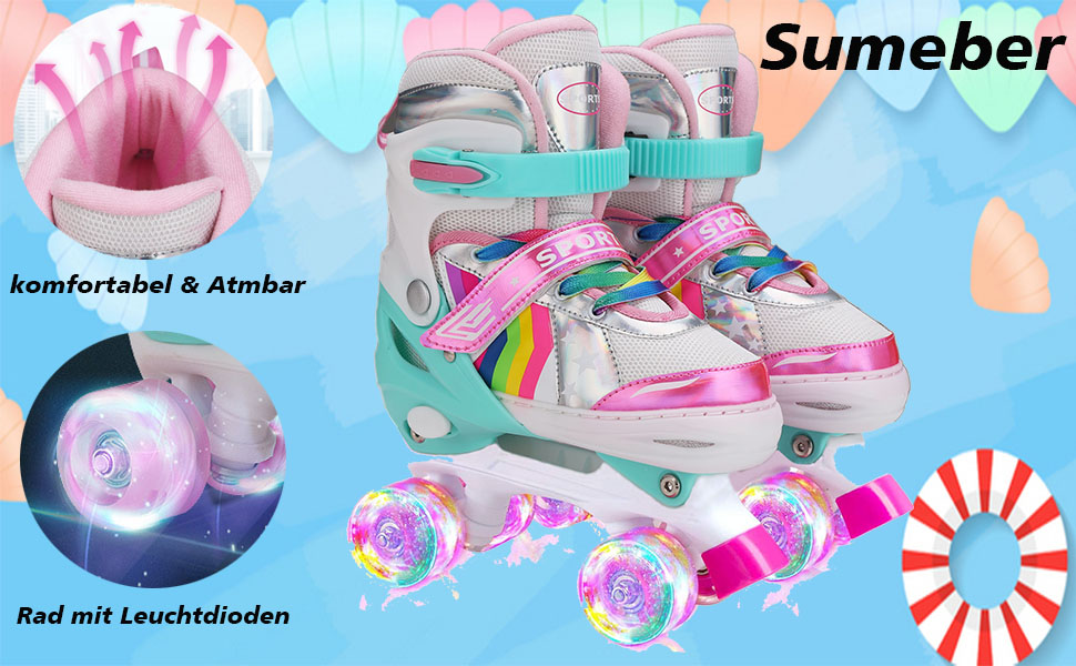 Дитячі ролики Sumeber з підсвічуванням, регульовані, рожеві (35-38)