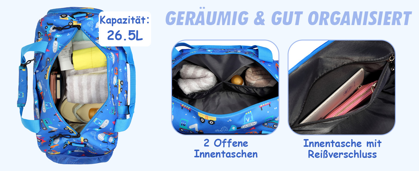 Спортивна сумка для дітей, дорожня сумка, мішок-сумка, спортивна сумка для плавання, для хлопчиків та дівчаток, водовідштовхувальна, сумка-мішок для перевезення ручною поклажею, сумка-мішок для подорожей на вихідні з відділенням для взуття, блакитна