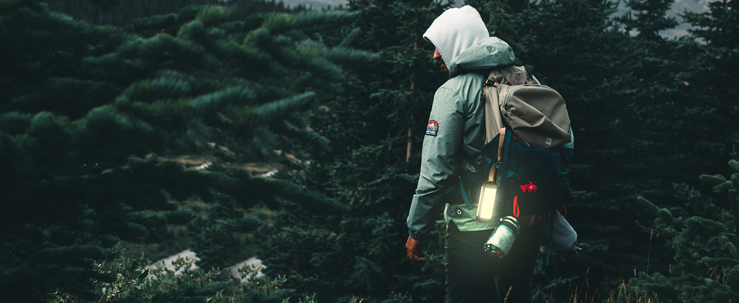 Ліхтар для кемпінгу Glocusent: 1200lm, водонепроникний IP68, 80 годин роботи, 5 режимів, SOS, з гумовим захистом та шнурком, сірий