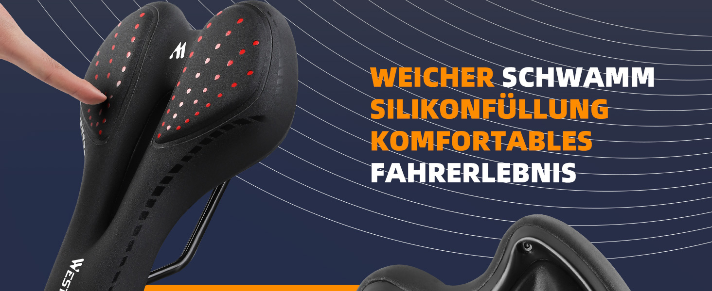 Зручний велосипедний сидіння LuTuo для чоловіків та жінок, м'яке гелеве сидіння, ергономічне, спортивне, для походів, з підкладкою для гірського велосипеда, шосе, BMX, MTB, City, E-bike, чорний