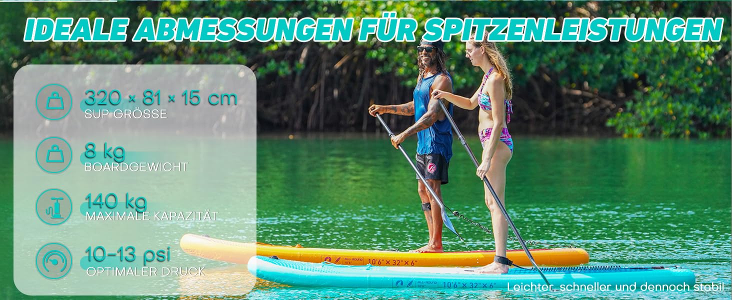 Надувний SUP Борд Championplus - Комплект для Сапбордингу, 320x81x15 см, Синій