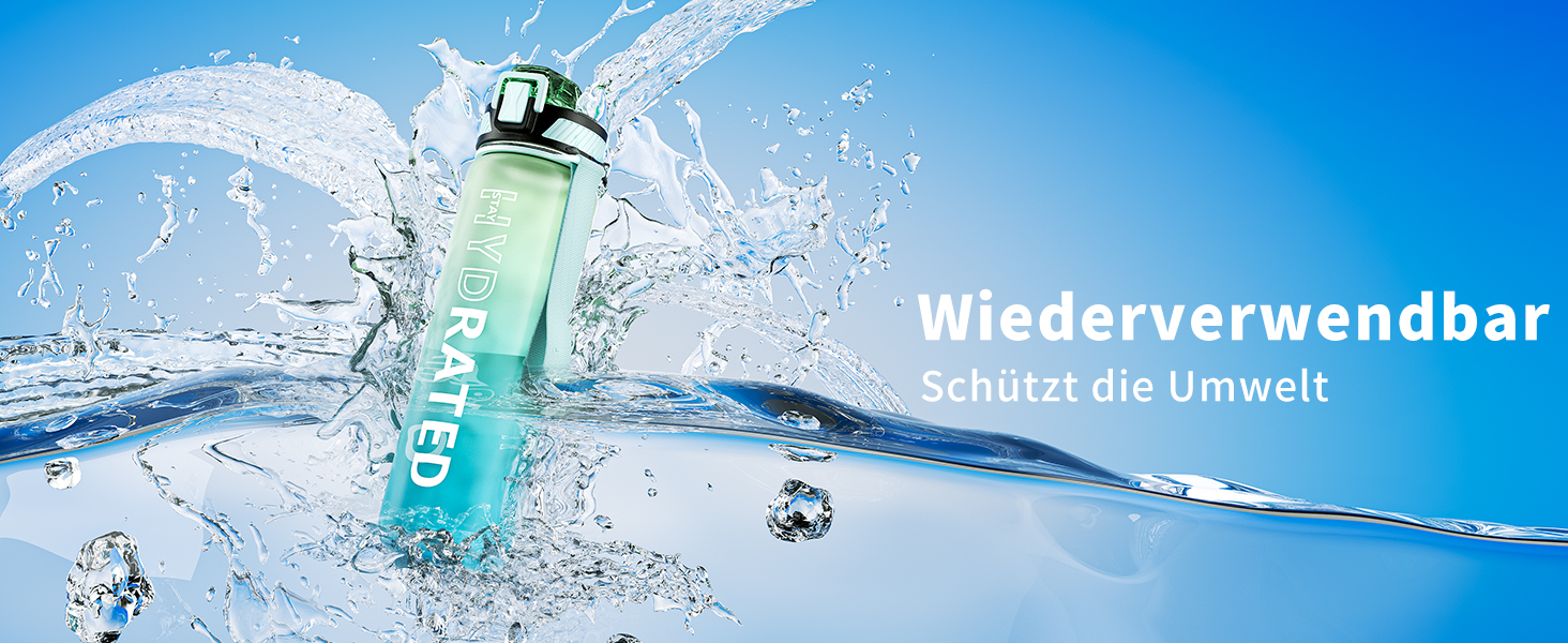 Спортивна пляшка для води 1л Tritan без BPA з трубочкою, з маркуванням часу та щіткою, для фітнесу, школи, йоги, відпочинку на природі (1 шт.), темно-синій