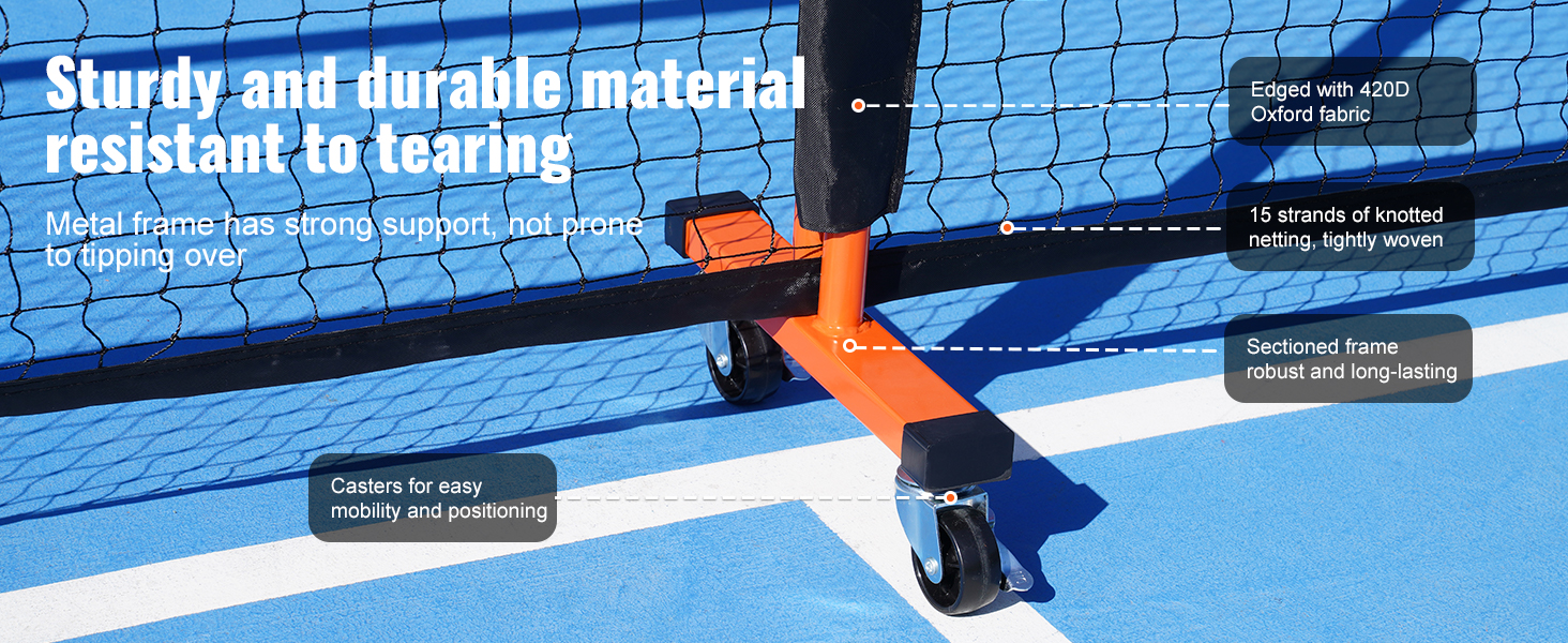 Набір для піклболу VEVOR: портативна система, сітка, м'ячі, ракетки, лінії поля та аксесуари (6,7 м, вологостійкий)