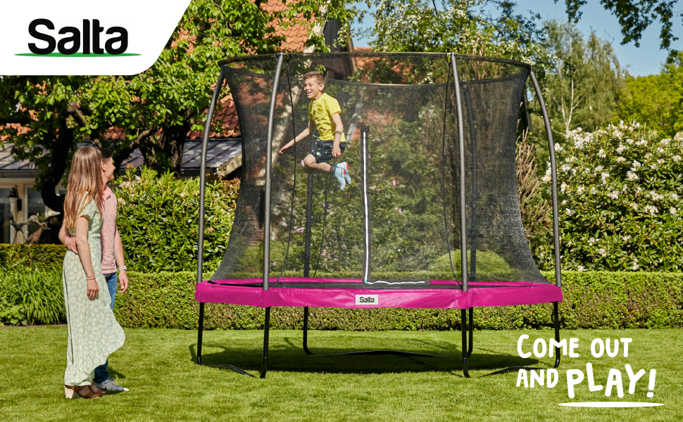 Батут Salta Comfort Edition 153 см, прямокутний, рожевий, TÜV-сертифікований - для саду та вулиці