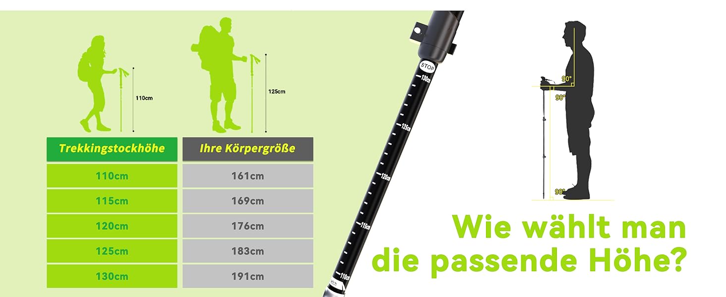 Телескопічні палиці для скандинавської ходьби та трекінгу DOBESTS, алюмінієві складані палиці для ходьби (110-130 см), чорні, преміум-якість
