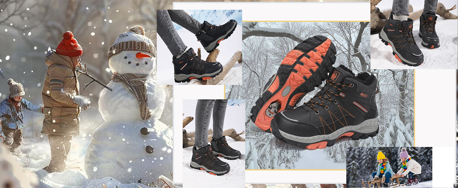 Зимові чоботи ASTERO для хлопчиків 31-38, снігоступи, дитячі черевики для походів з металевими шипами, утеплені, нековзні (A Grün, 31 EU)