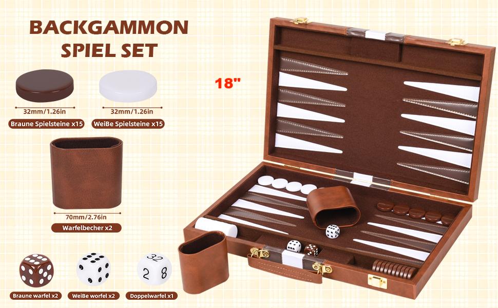 Набір шашок Cbilzxer Backgammon, 45х30 см, з кейсом з екошкіри, для дорослих та сім'ї