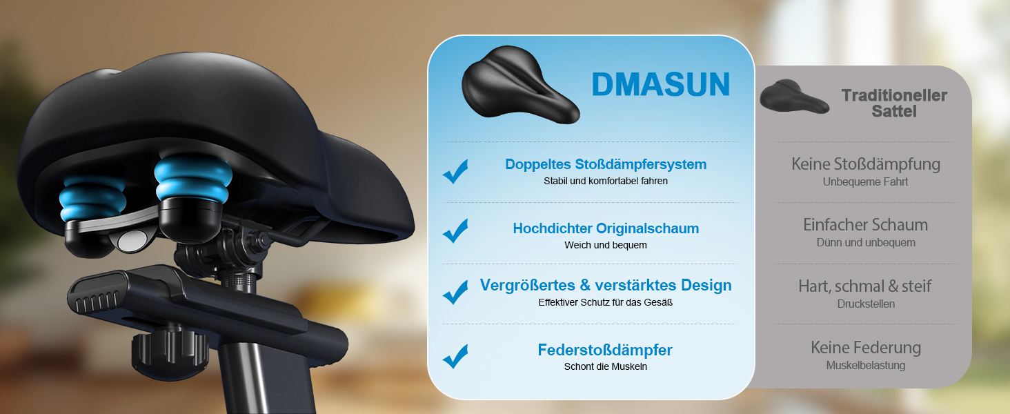 Велотренажер DMASUN з магнітним опором, тихий та стабільний, ергометр з сумісністю з додатком та LCD-монітором, покращений велотренажер для дому, 180 кг, блакитний