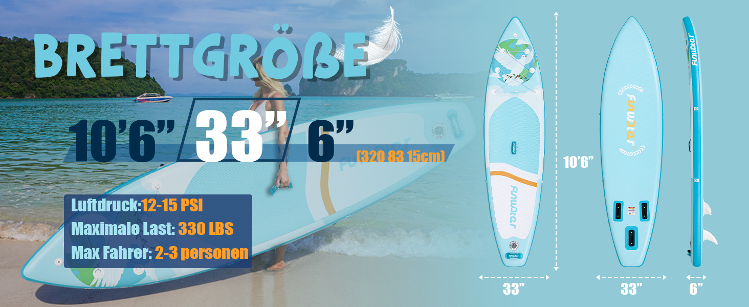 Надувний SUP-борд FunWater 10' & 11' з аксесуарами для дорослих, будь-якого рівня підготовки