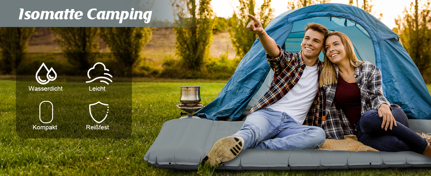 Ізомат FTSMTK самонадувна з помпою, 12 см товщина, для кемпінгу, ультралегка, компактна, надувна, спальний килимок для відпочинку на природі сірого кольору