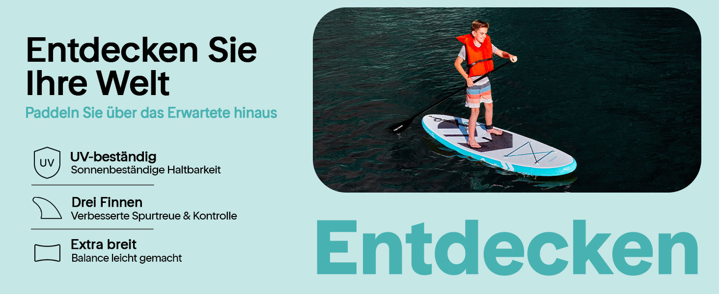 Надувний SUP-борд SereneLife: Комплект для сплаву, йоги та відпочинку (чорно-синій)