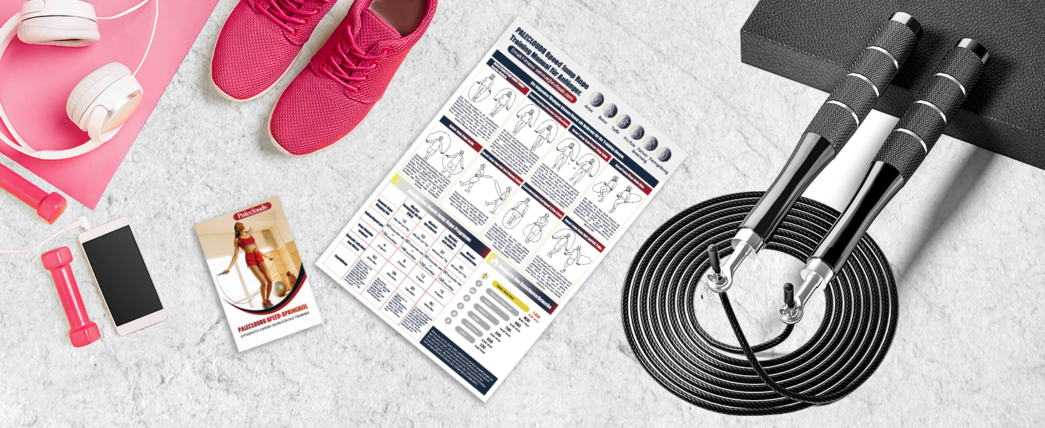 Стрибкове канат Springseil Speed Rope для фітнесу, боксу та MMA. Регульоване канат 300см з алюмінієвою ручкою та системою подвійного підшипника. Включає постер з тренуваннями. Чорний колір.