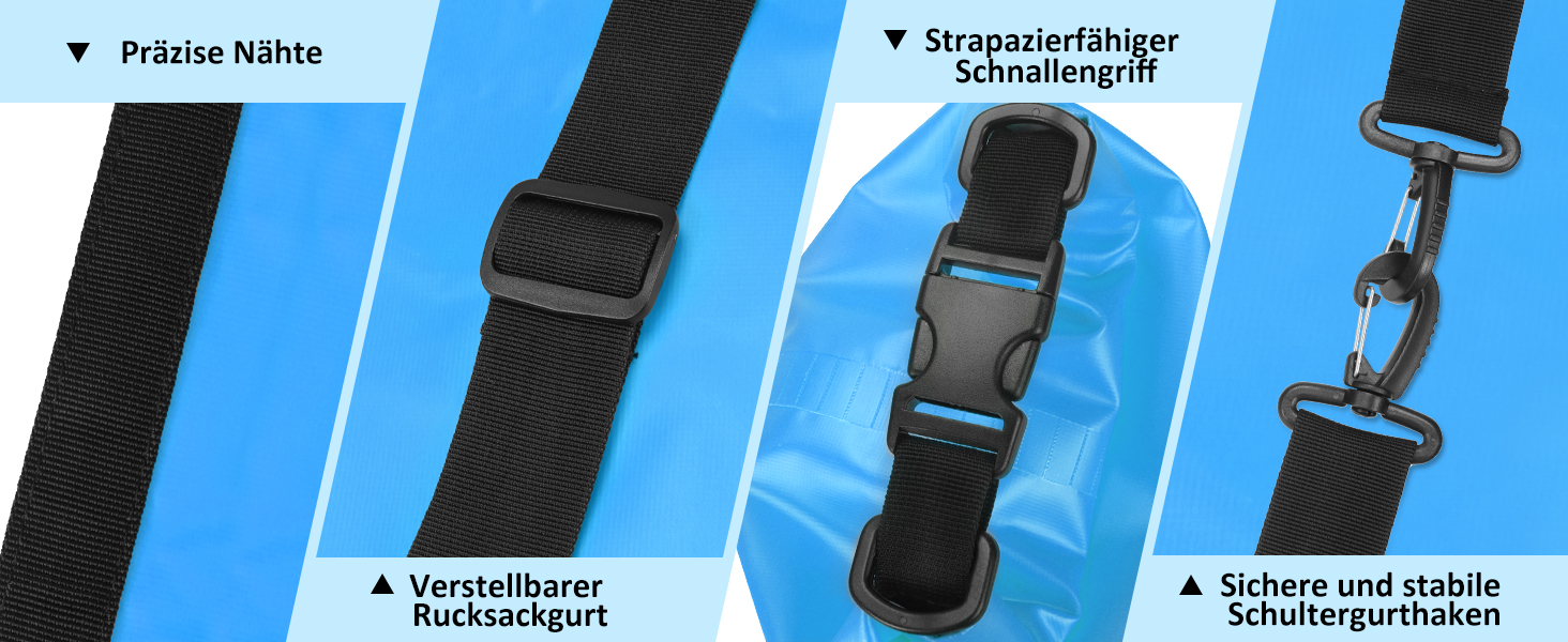 Водонепроникний мішок-рюкзак Dry Bag 5L/10L/15L/20L/30L з регульованим плечовим ременем, для каякінгу, риболовлі, плавання, піших прогулянок та подорожей, чорний (10L)