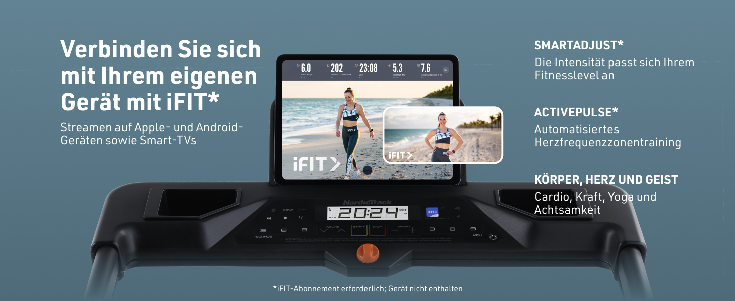 Біговий тренажер NordicTrack T Series 5: біговий доріжки з нахилом, Bluetooth, вантажопідйомність 136 кг