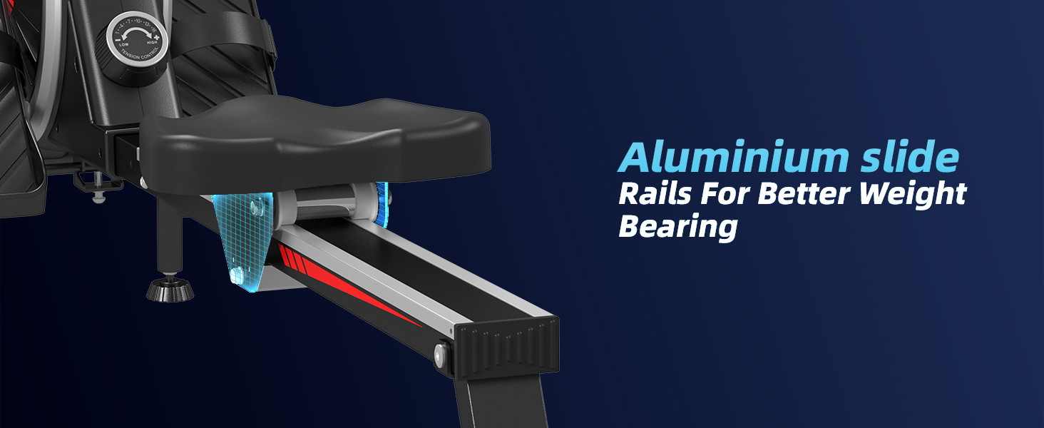 Гребний тренажер Dskeuzeew для дому, складний, 16 рівнів опору, магнітний, до 160 кг, Slide-Rails