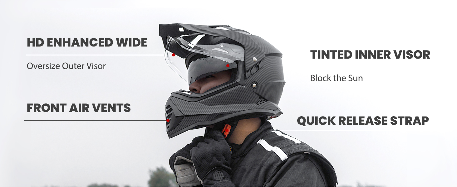 Мотошолом ILM Dual Sport Adventure з сонцезахисним козирком, сумісний з Pinlock, ECE, для мотокросу, квадроцикла, оффроуд WS902