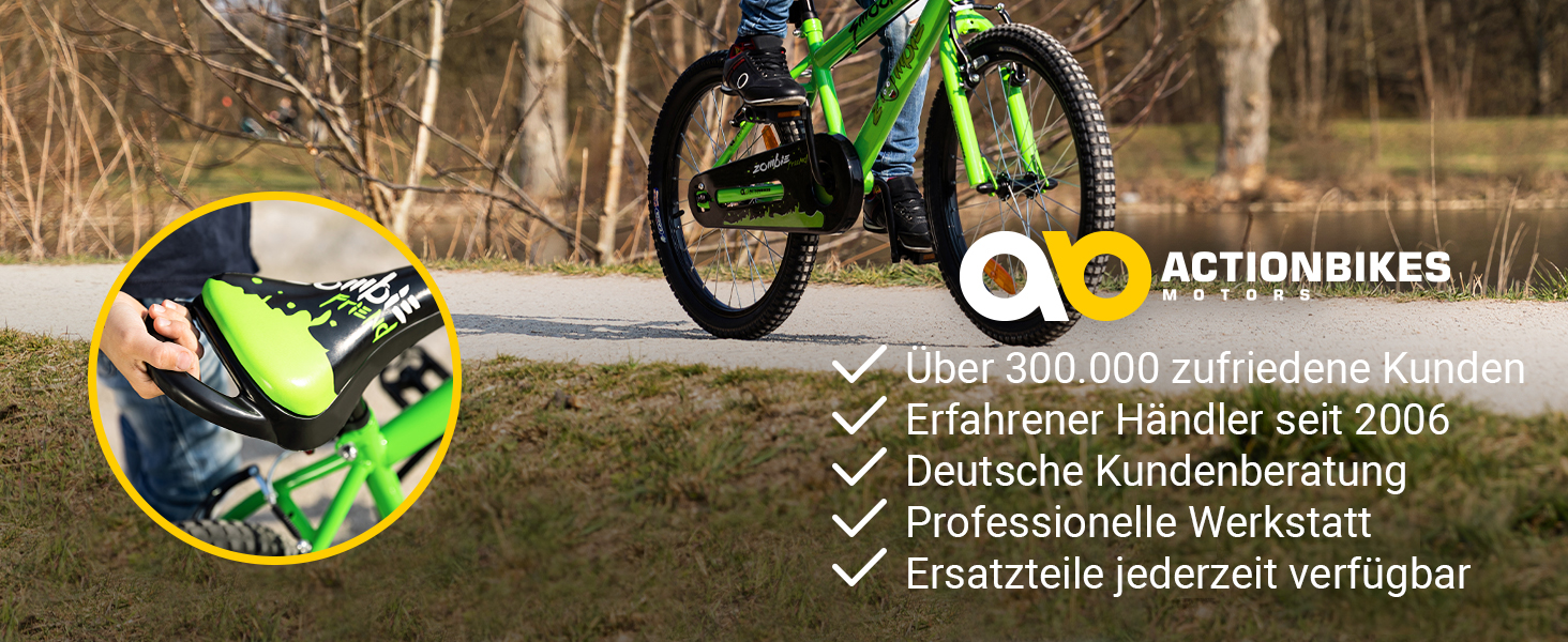 Дитяче велосипед Actionbikes Zombie 20 дюймів: V-Brake гальма, захист від бруду, для дітей 2-9 років