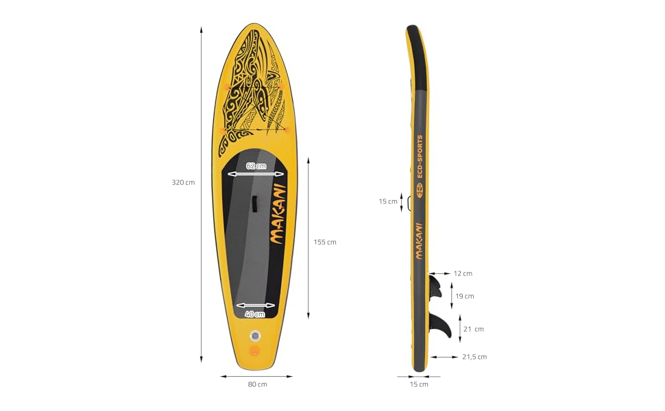 Надувна SUP-дошка ECD Germany 305–380 см, до 150 кг, комплект із веслом і сидінням для каяка