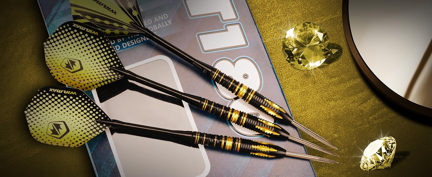 Дарти WIN.MAX Tungsten 90% (24г) з металевим наконечником - 3 шт., професійні сталеві дротики