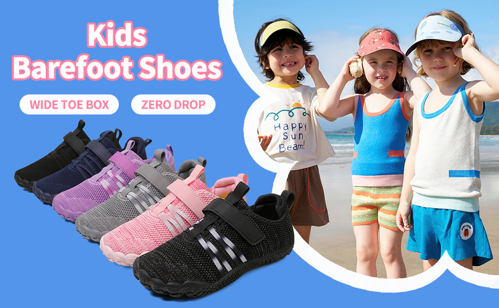 MIFAWA дитячі шкарпетки-кросівки (барфут) для хлопчиків та дівчаток, широка передня частина, Zero-Drop, аквашузи, плавальні тапки, розмір 26-37, чорний