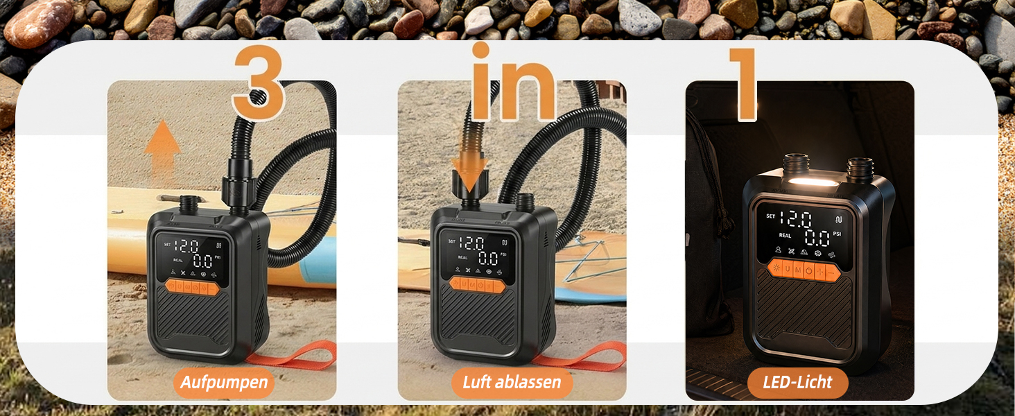 Електричний насос для SUP дошки 20 PSI з адаптером 12V для авто, каяка, човна, надувного басейну та намету