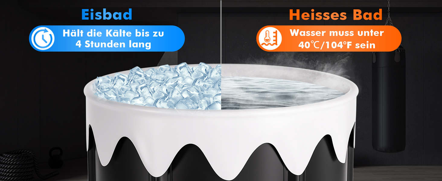 Ванна для криотерапії B&Y Eisbad Tonne, 85 см, 425 л, чорна, для спортсменів