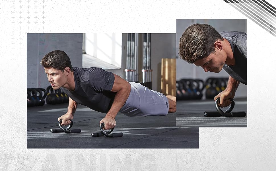 Блоки для віджимань adidas Push Up Bars – для силових тренувань, максимальне навантаження 250 кг, обладнання для фітнесу вдома, тренування з власною вагою