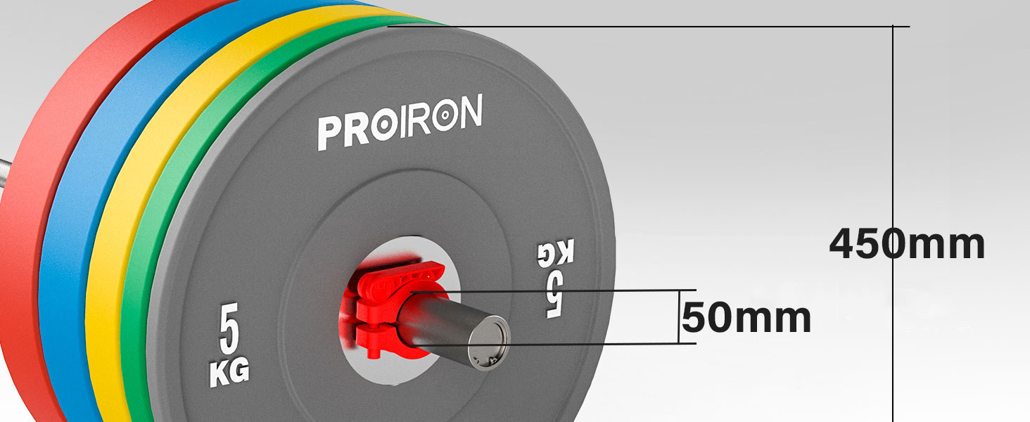 Вагові пластини PROIRON, олімпійські бамперні пластини 50 мм, 5-25 кг, тверда гума, вагові пластини для гантелей відповідно до стандарту IWF 2 x 10 кг