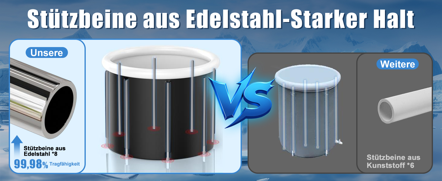 Кріованна для льодяних купань з системою охолодження XL (80 см), комплект з 8 сталевими стійками, термозахистом та сумкою для спорту