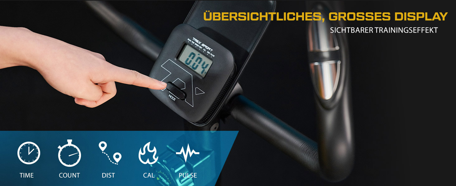 Hometrainer TREX SPORT TX-400MB RECK: фітнес-велосипед з регульованим магнітним опором та LCD-монітором, білий