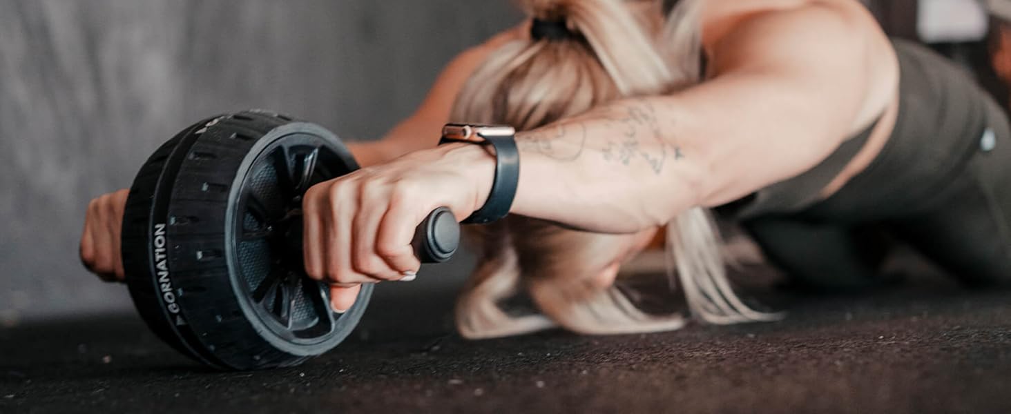 Колесо для пресу GORNATION з наколінниками, для тренування корпусу, компактне та міцне, Ø 16 см, стабільне, для пресу, спини та рівноваги