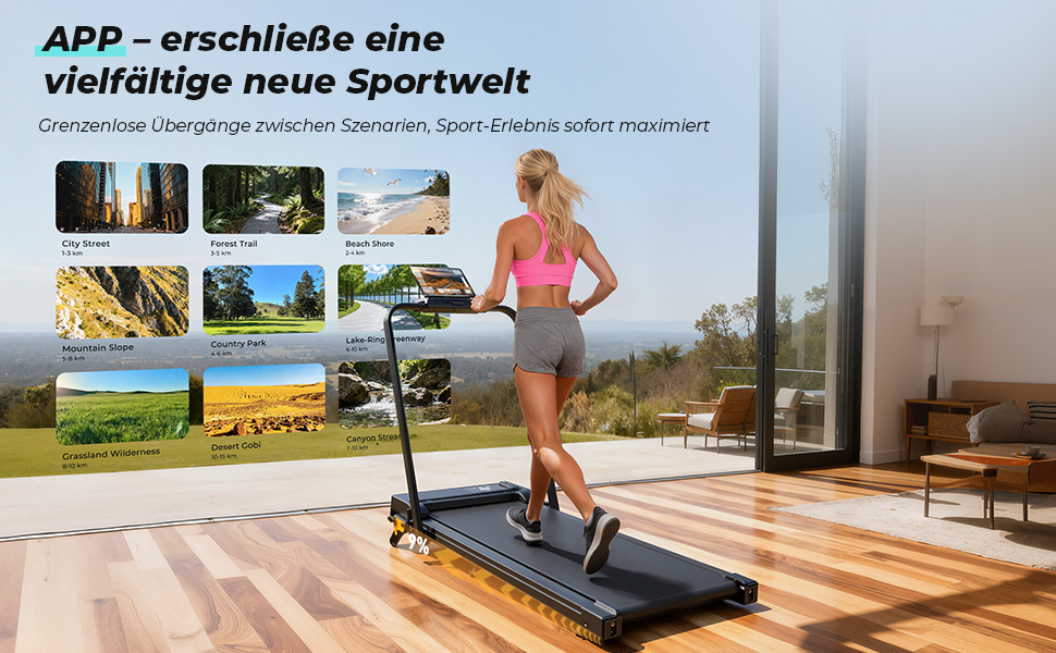 Складана бігова доріжка для дому та офісу Enboy, швидкість 12-14 км/год, ручне регулювання нахилу, LED-дисплей, максимальна вага 150 кг