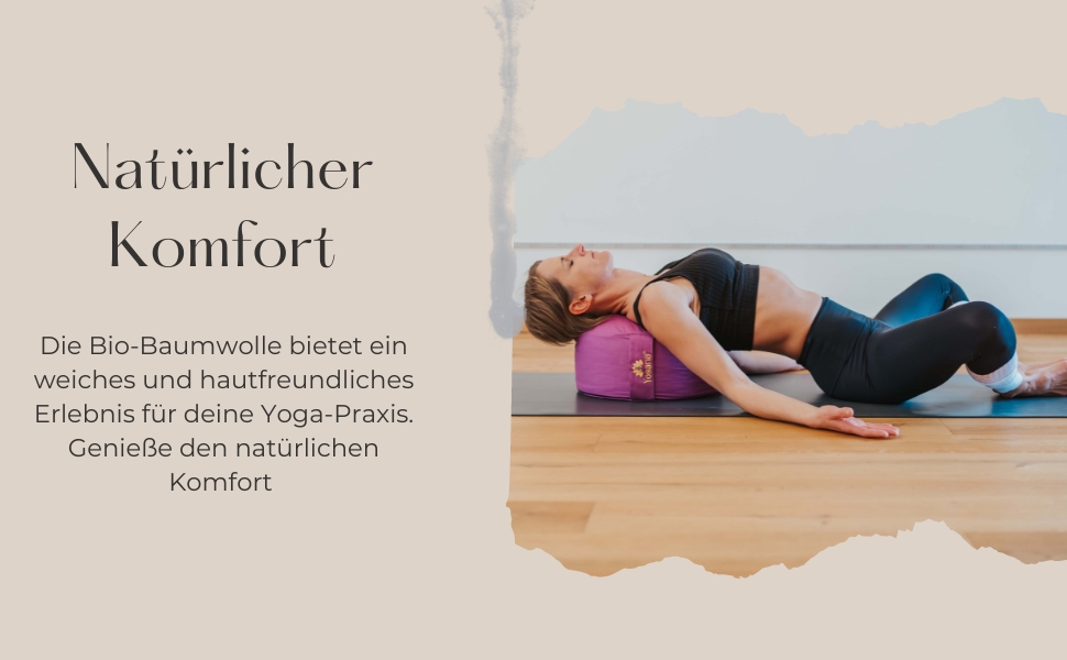 Подушка для медитації Yosana Yoga Cushion, кругла, з органічним наповнювачем зі спельти з Німеччини - Подушка для йоги з висотою сидіння 17 см і діаметром 35 см, нижня частина подушки сидіння з чохлом і ручкою з органічної бавовни, яку можна прати (лаванда)