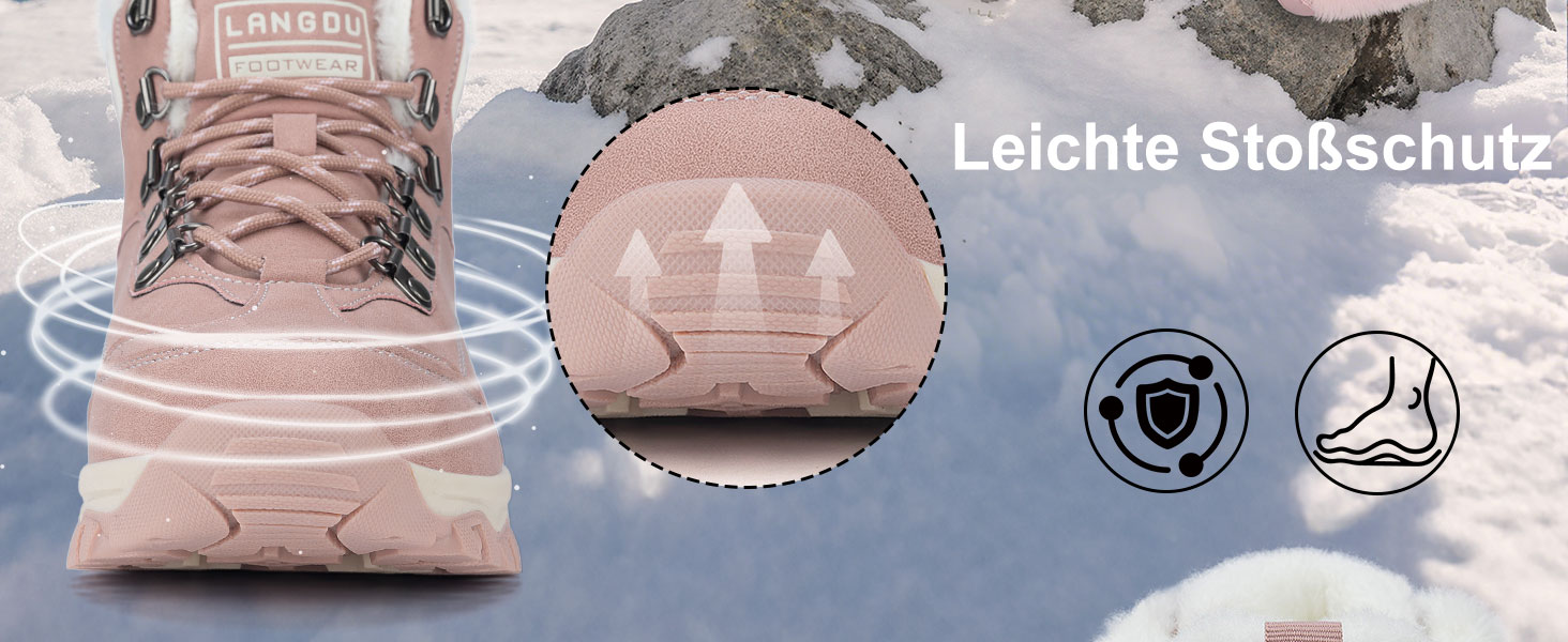 Зимові черевики для жінок, снігоступи, антиковзаючі черевики, зимові черевики, розмір 37-42 EU, 40 EU, рожеві