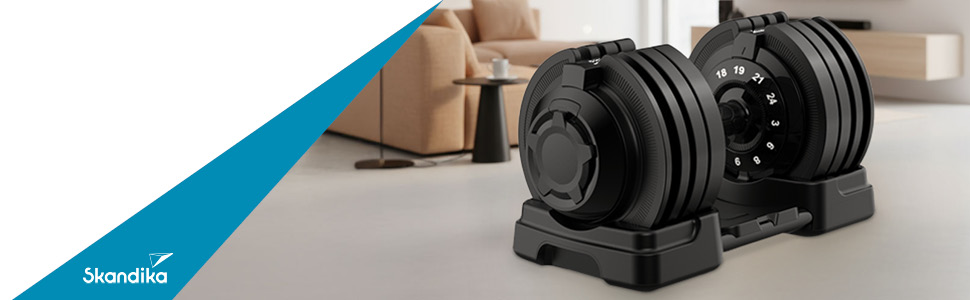 Штанга Skandika Hanteln Paino, регульована: гантелі, штанга, гиря, 1.5-24 кг. Набір гантелей для дому та спортзалу.