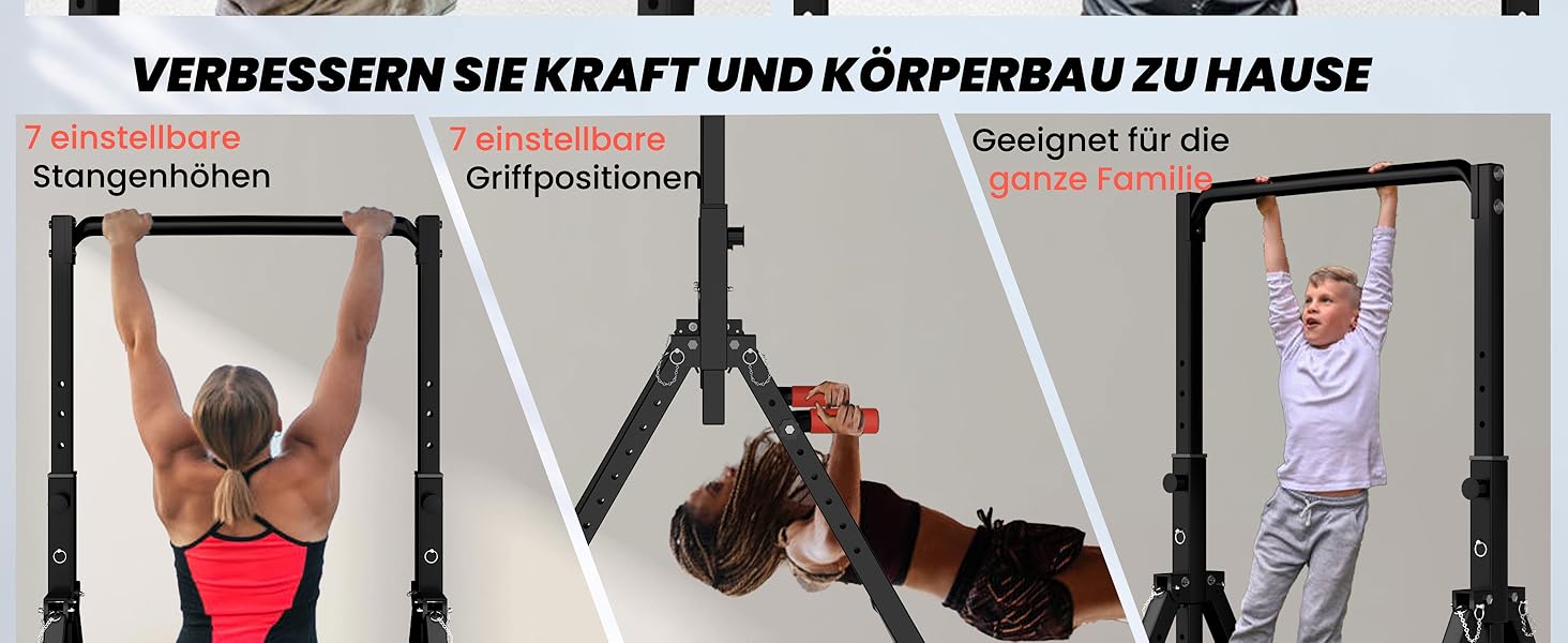 Стійка для віджимань та підтягувань DOBESTS - багатофункціональний фітнес-тренажер, регульована висота, чорний