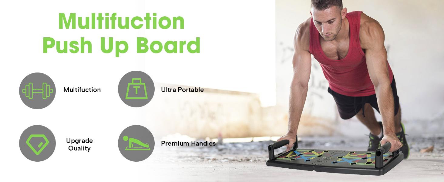 POSKOU Дошка для віджимань Push Up Board - тренажер для дому, фітнесу та силових тренувань, кольоровий