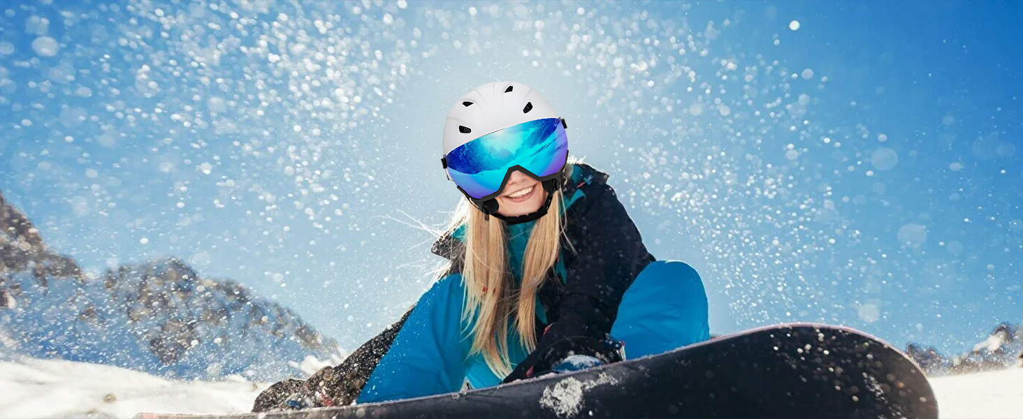 Шолом для лиж та сноуборду з маскою UV400, білий, унісекс, M