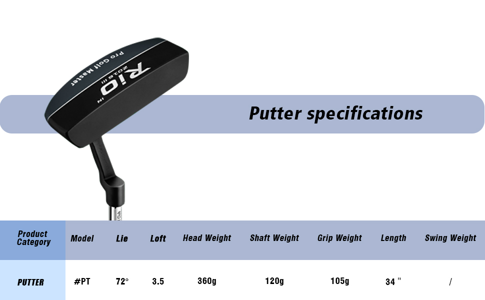 Повний набір ключок для гольфу PGM для чоловіків, 12-частинний: 3 дерев'яні ключки (#1,3,5), 1 гібридна ключка (#4H), 6 залізо (#5,6,7,8,9,PW), 1 пісочний ключка (52°), 1 паттер