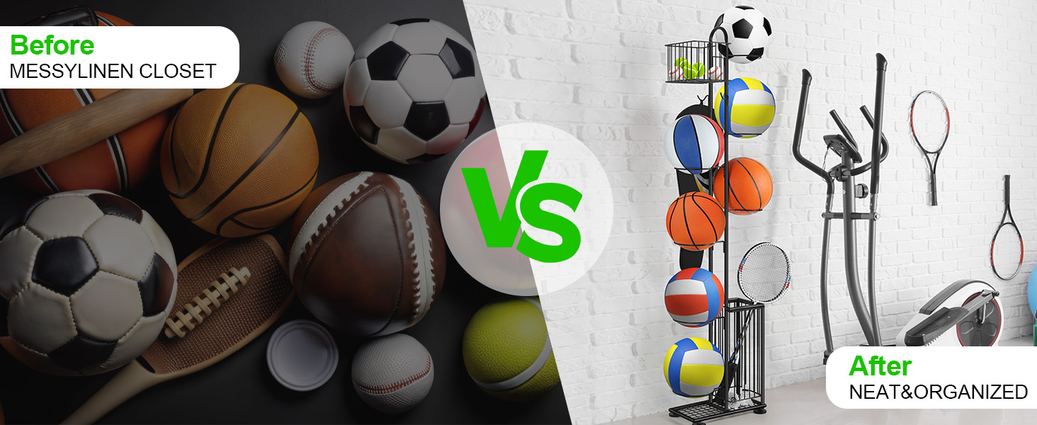 Металевий тримач для м'ячів Nandae: стійка підставка для футбольного, баскетбольного та волейбольного м'яча для гаража та дитячої кімнати