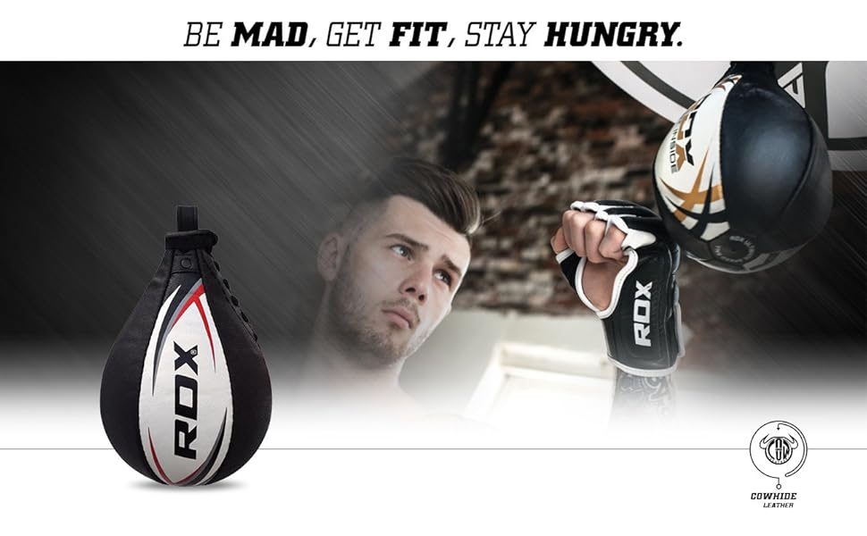 Набір для боксу RDX Speed Bag: шкіряний м'яч, підвіс, поворотний механізм для MMA, муай-тай, кікбоксингу та тренувань